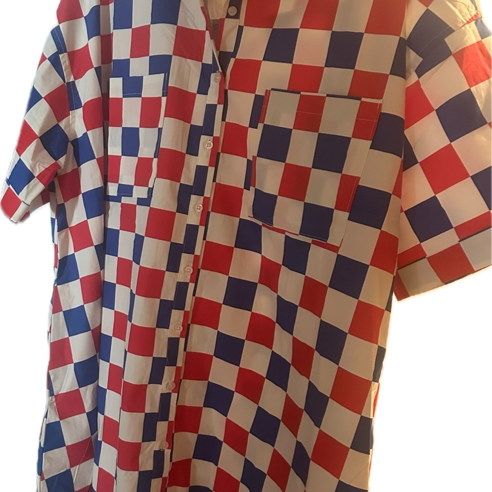 Fantastic Fawn Red and Blue Checkered Button Down Shirt